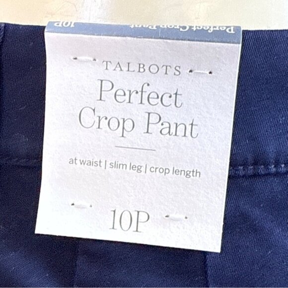 Talbots Womens Navy Cropped Capri Pants With Button Details Sz 10P - New - Picture 7 of 11